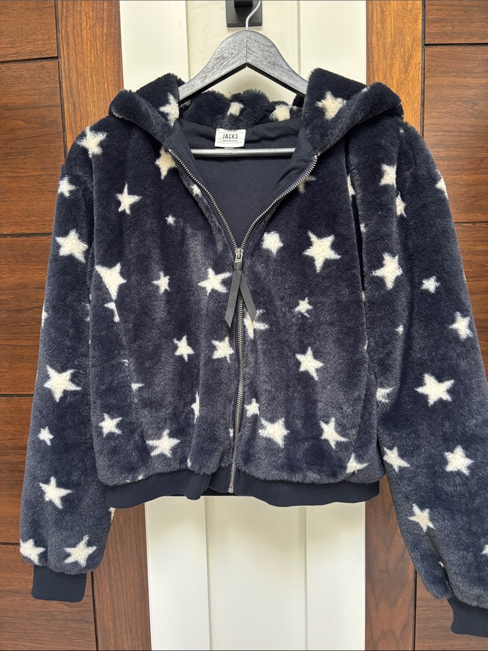 JACKS Navy Star Plush Zip Hoodie